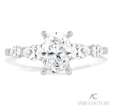 14K White Gold Oval Engagement Ring Semi-Mount with Pear Sides